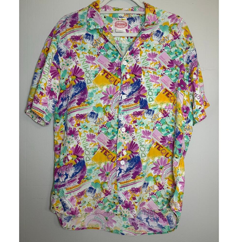 Jams World Santo Domingo Dominican Republic Medium Button Front Hawaiian Shirt